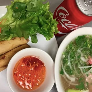 C4. 1 Pho (Small), 2 Spring Rolls or 2 Eggrolls & 1 Drink Combo