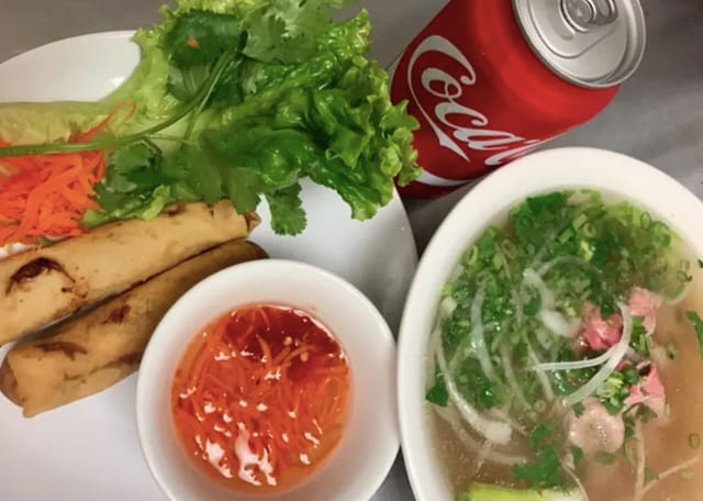 C4. 1 Pho (Small), 2 Spring Rolls or 2 Eggrolls & 1 Drink Combo.